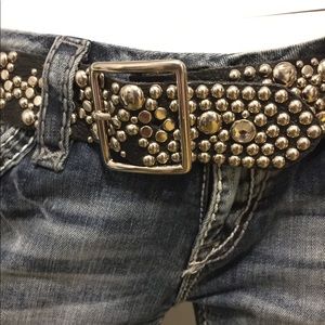 Petite studded black belt